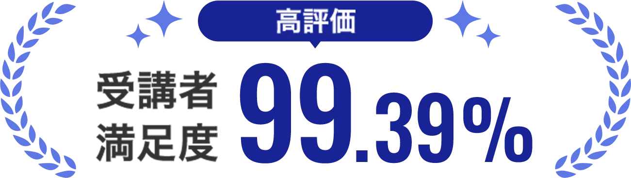 高評価 受講者満足度99.39%